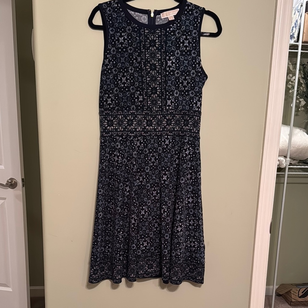MK Navy Sleeveless Floral Dress M